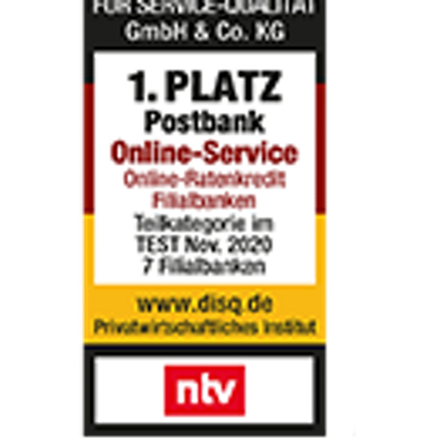 Online-Ratenkredit der Postbank hat besten Online-Service