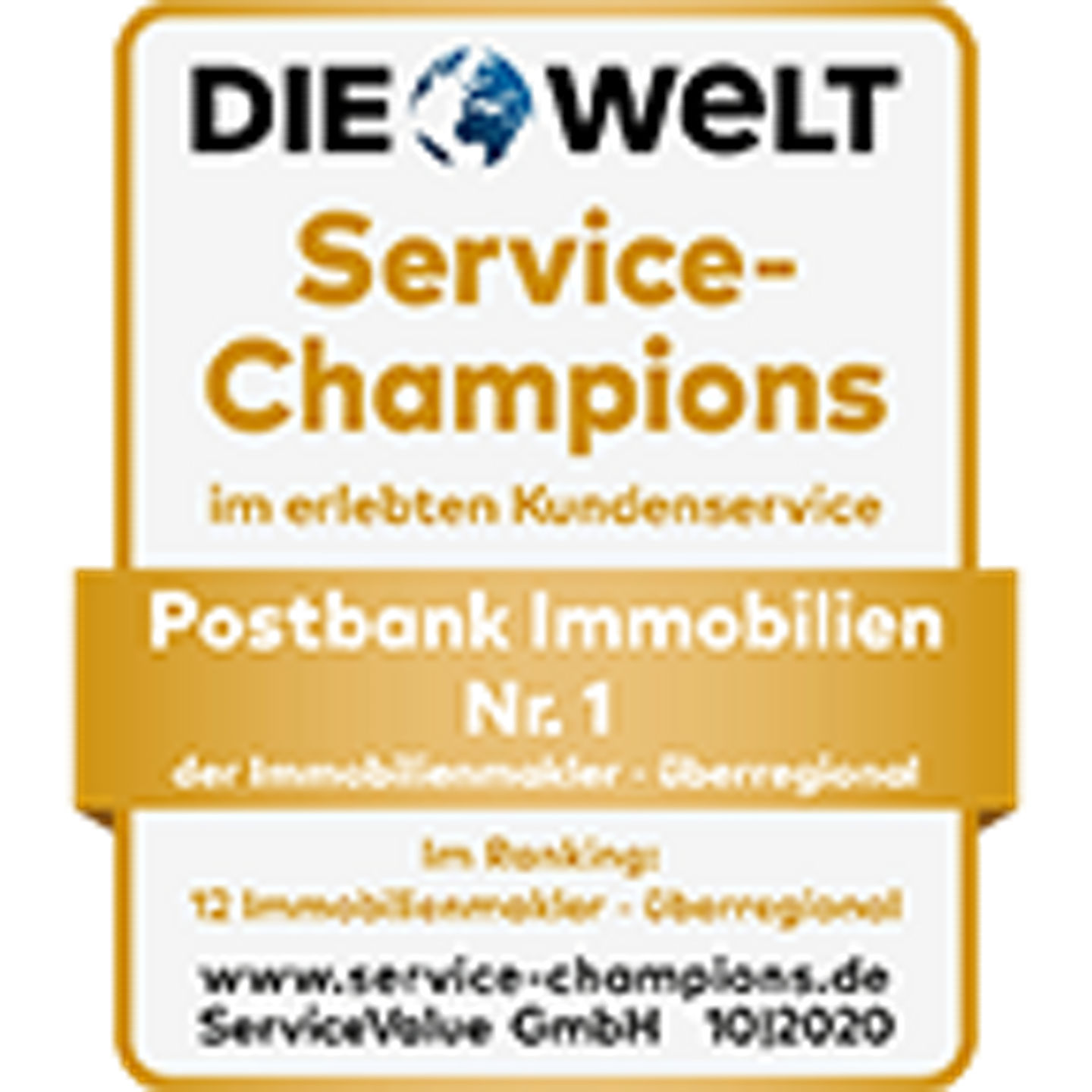 Postbank Immobilien ist Service-Champion 2020